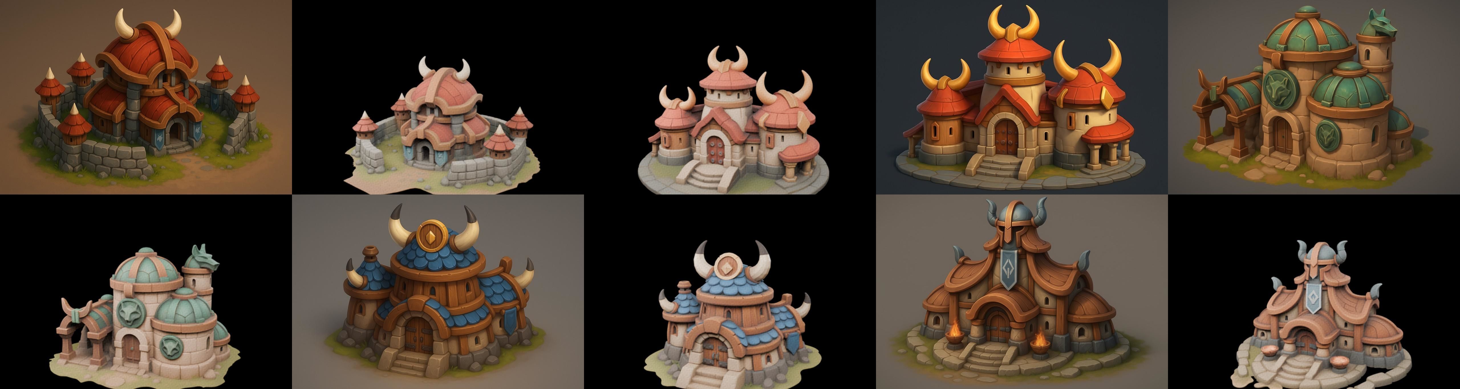 Fortress Building bundle 2 pack 100 glb Low-poly 3D model_9