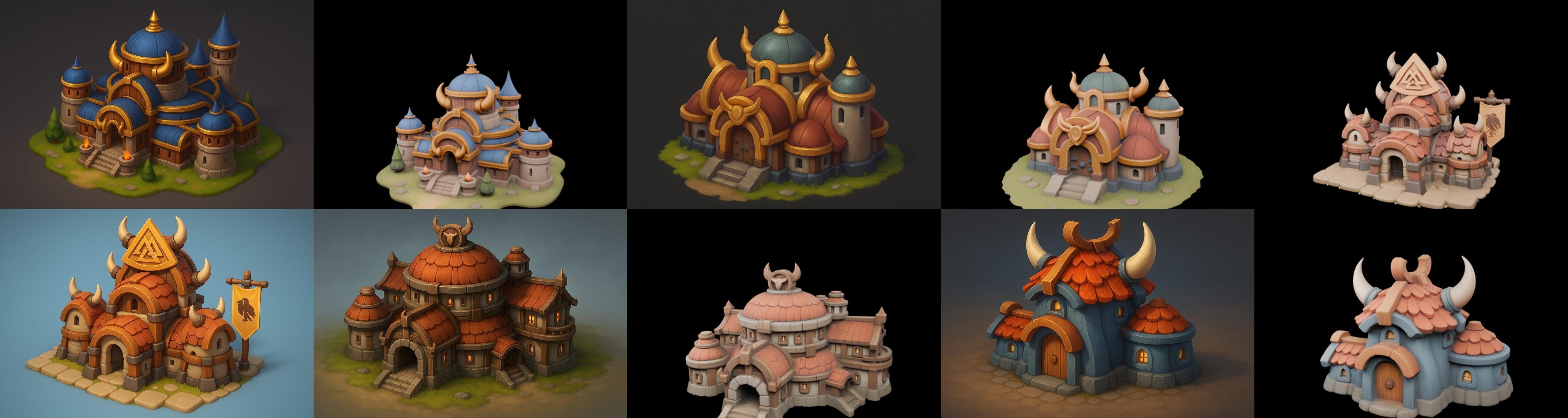 Fortress Building bundle 2 pack 100 glb Low-poly 3D model_19