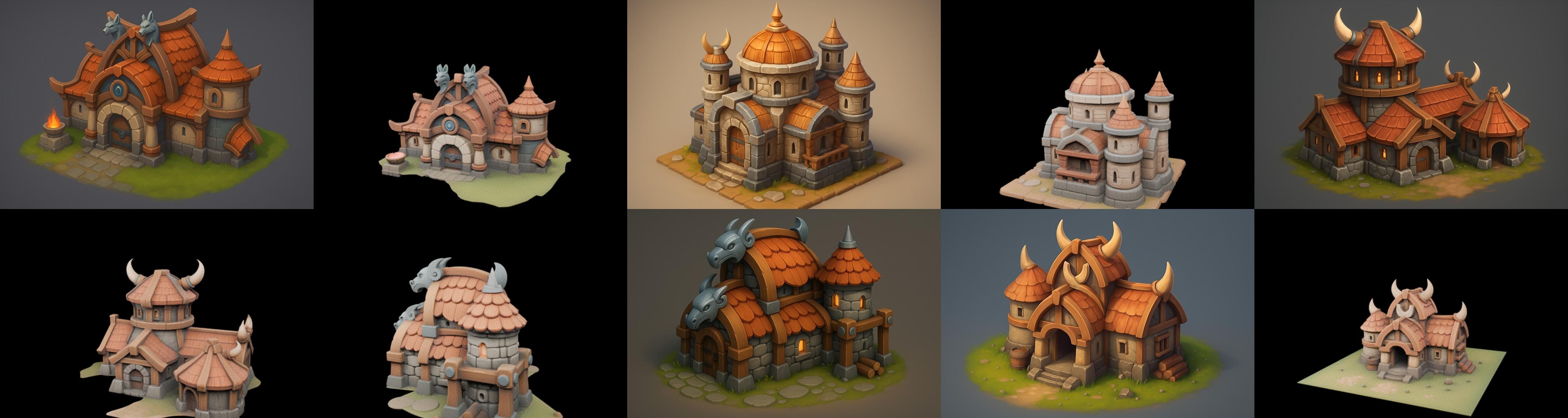Fortress Building bundle 2 pack 100 glb Low-poly 3D model_13