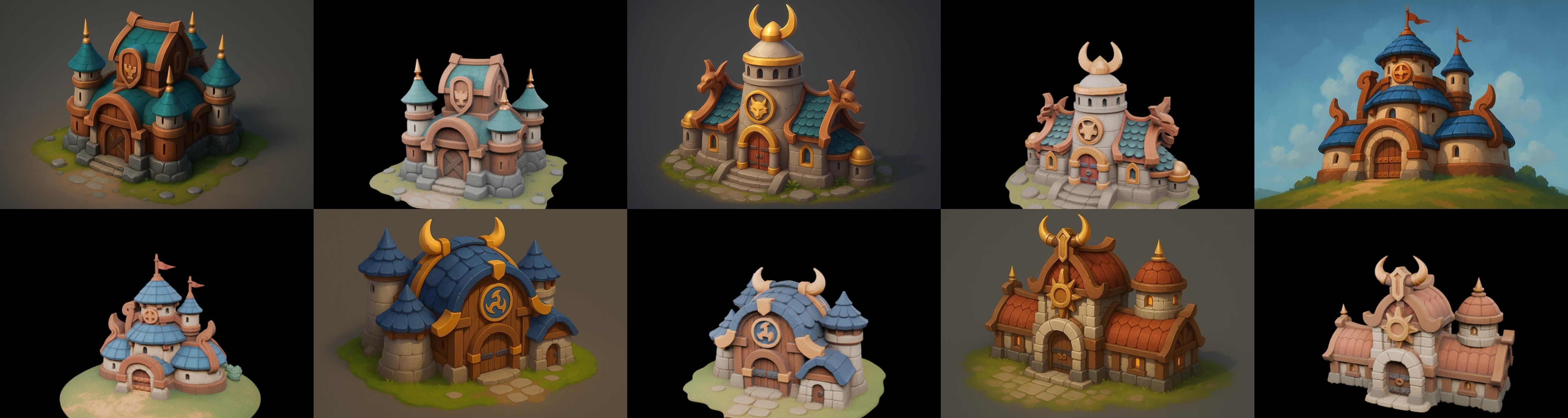 Fortress Building bundle 2 pack 100 glb Low-poly 3D model_7
