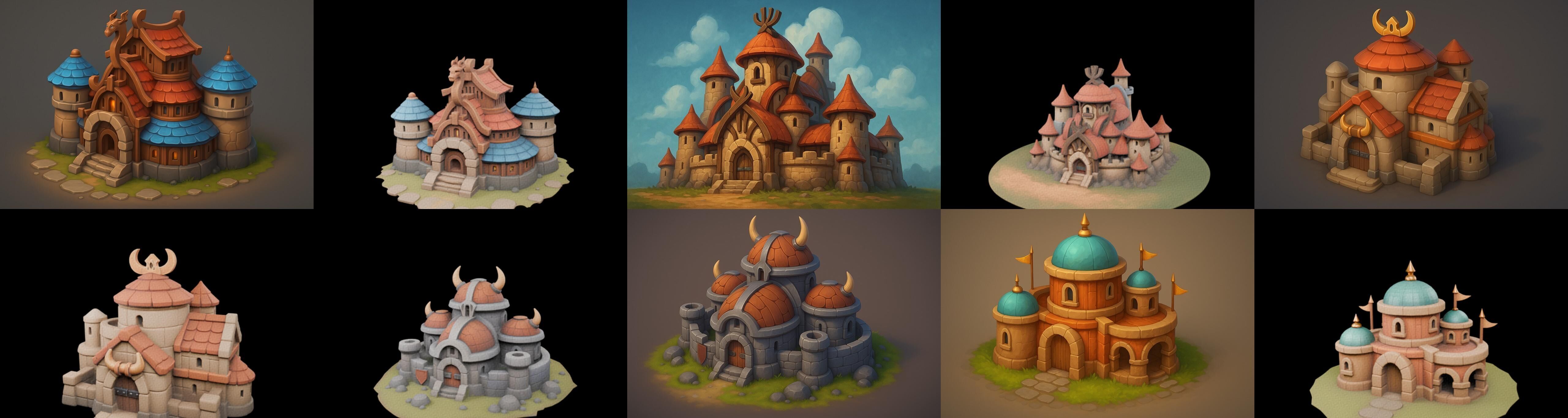 Fortress Building bundle 2 pack 100 glb Low-poly 3D model_10