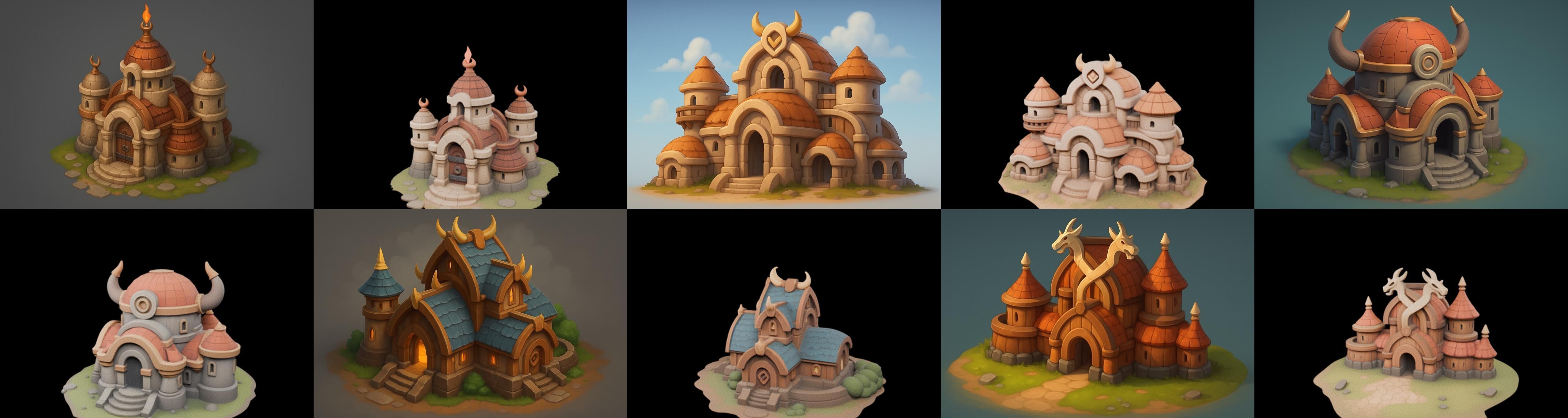 Fortress Building bundle 2 pack 100 glb Low-poly 3D model_18