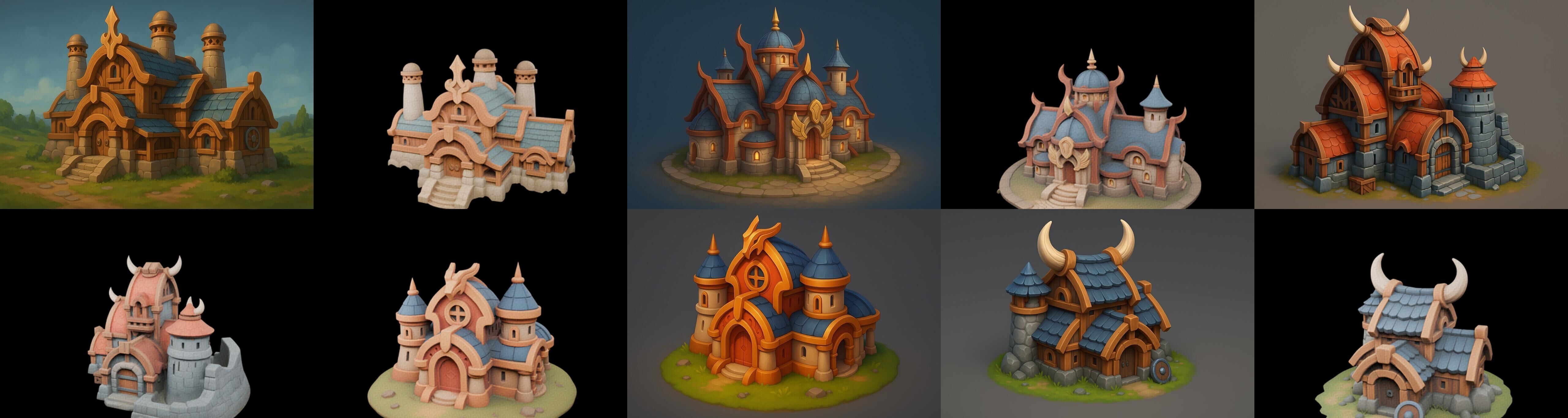 Fortress Building bundle 2 pack 100 glb Low-poly 3D model_4