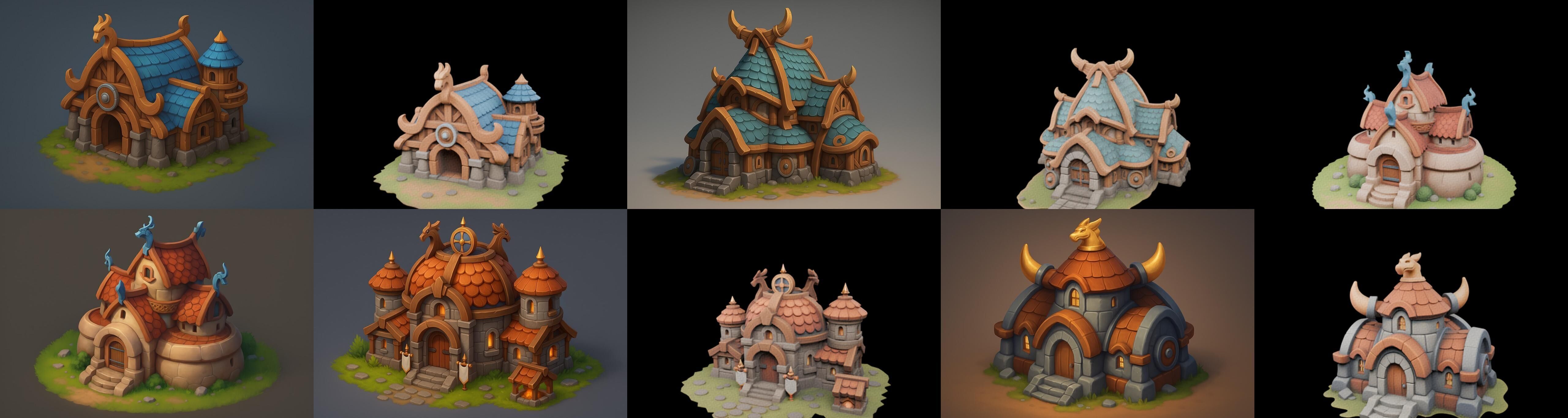 Fortress Building bundle 2 pack 100 glb Low-poly 3D model_3