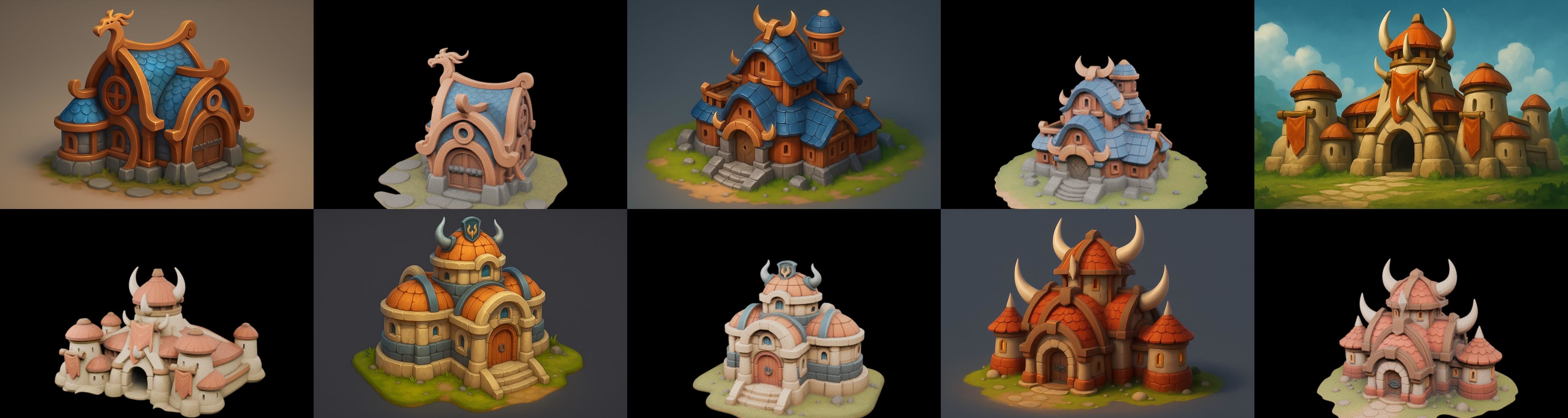 Fortress Building bundle 2 pack 100 glb Low-poly 3D model_2