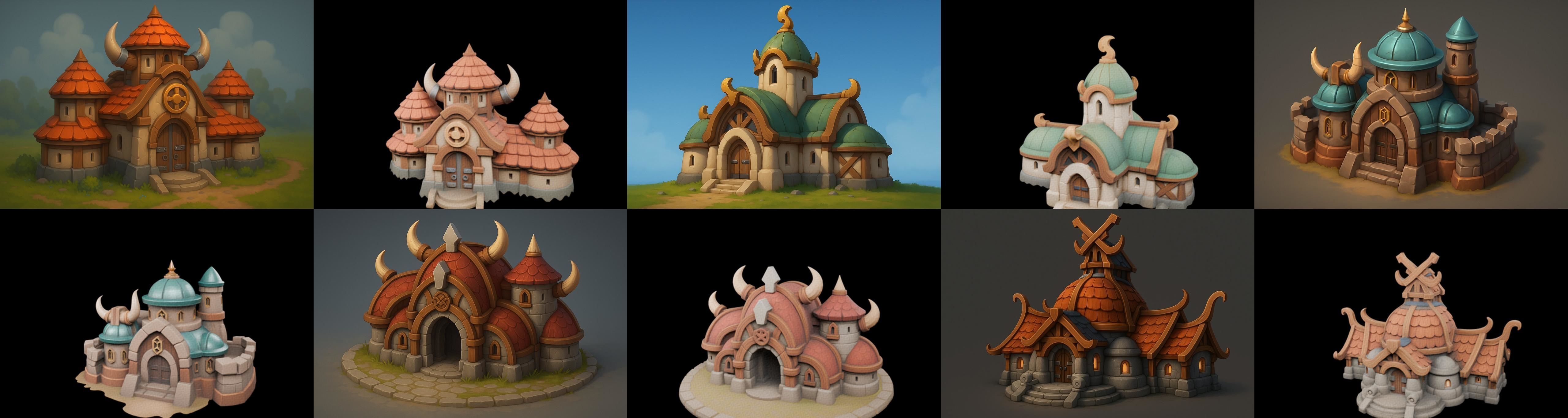 Fortress Building bundle 2 pack 100 glb Low-poly 3D model_5