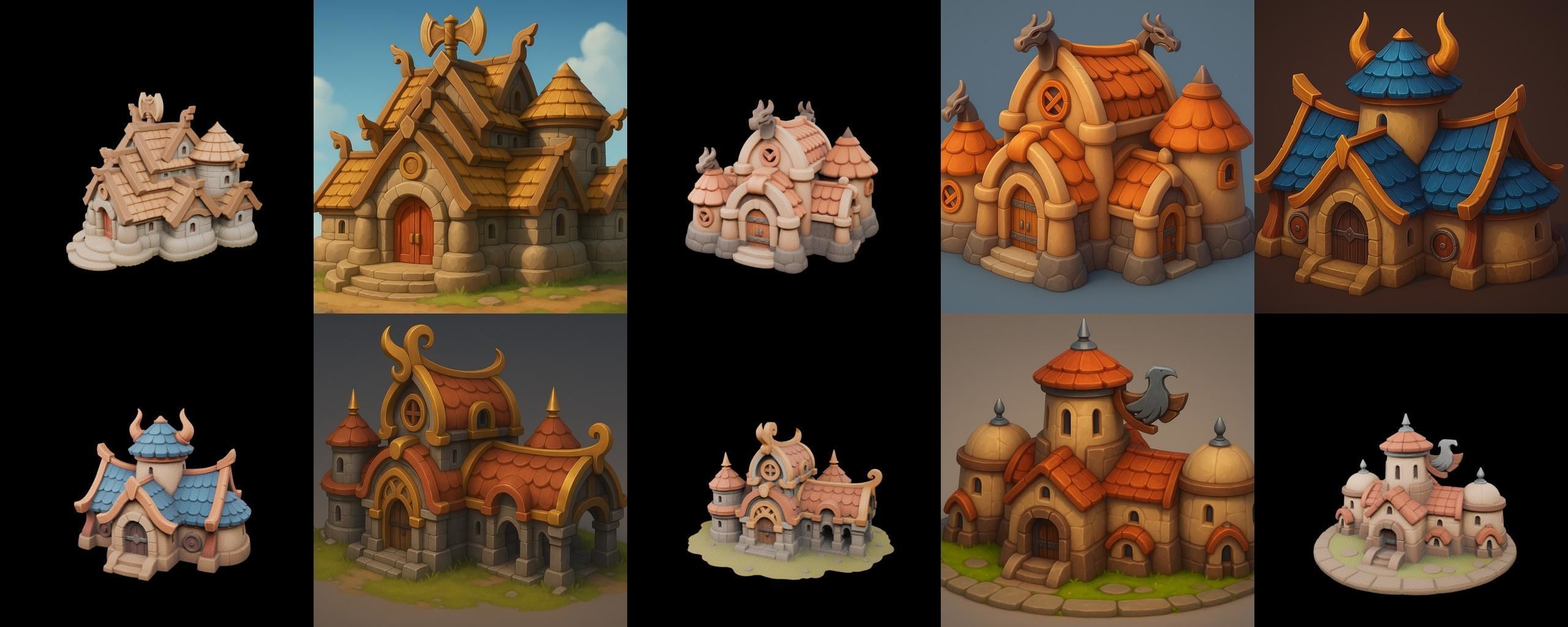 Fortress Building bundle 2 pack 100 glb Low-poly 3D model_6