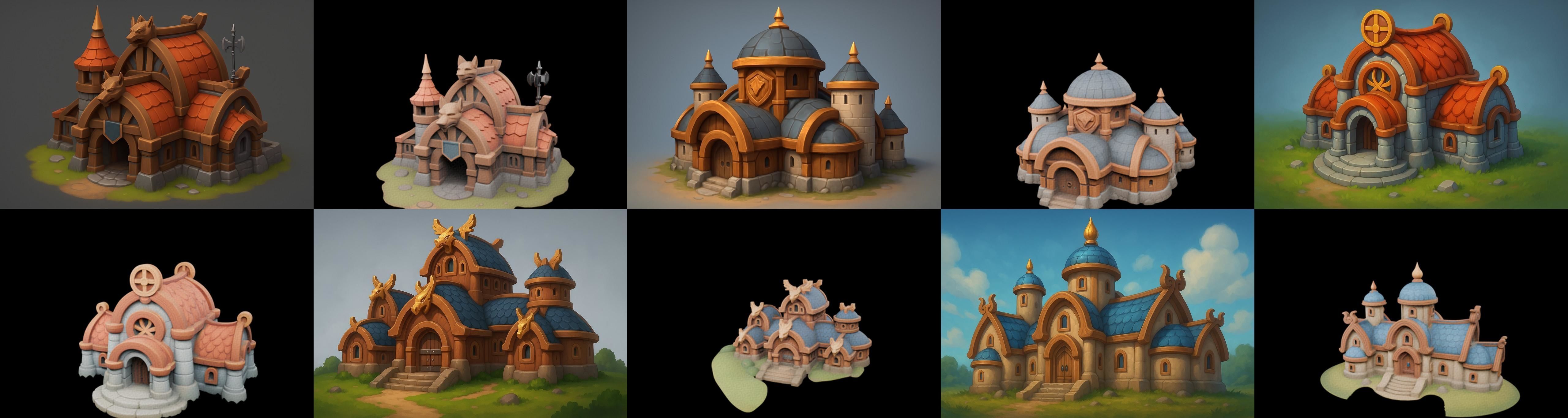 Fortress Building bundle 2 pack 100 glb Low-poly 3D model_8