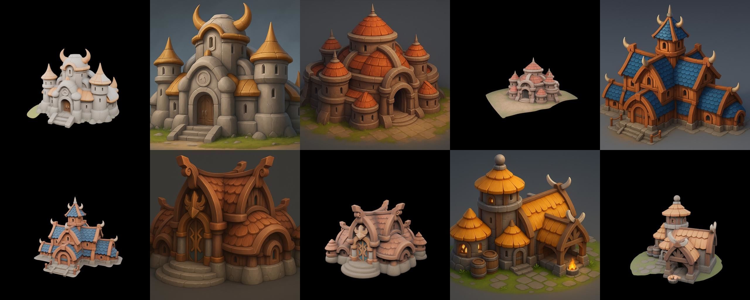 Fortress Building bundle 17 pack 42 glb Low-poly 3D model_3