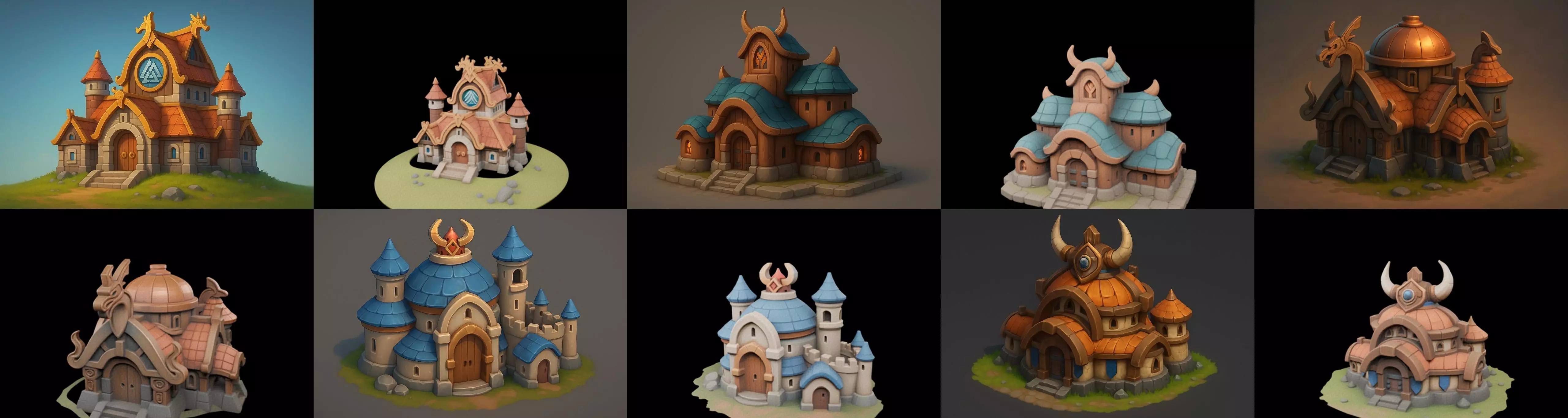 Fortress Building bundle 17 pack 42 glb Low-poly 3D model_0