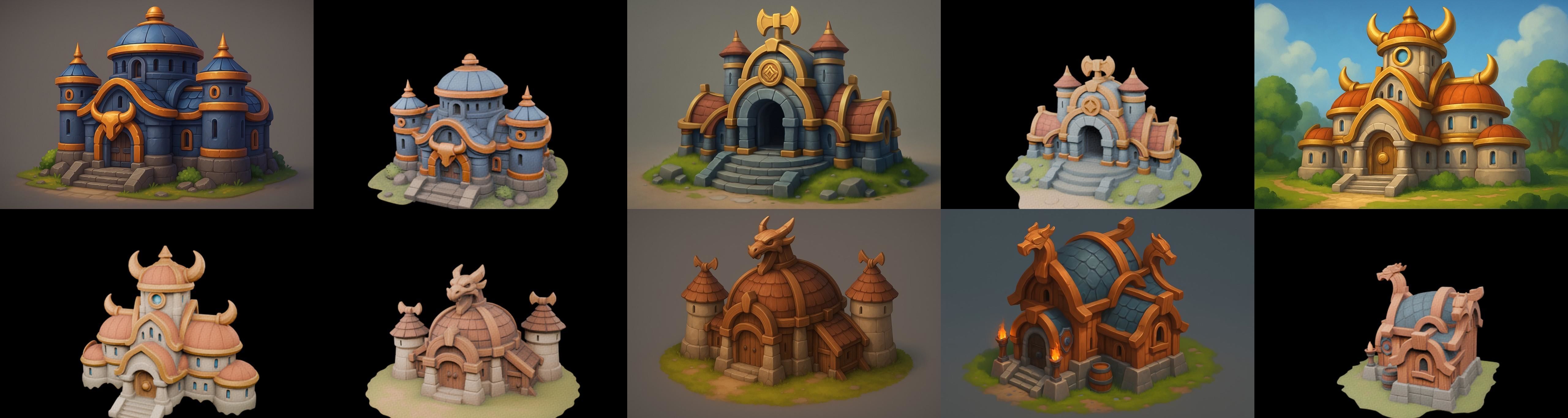 Fortress Building bundle 17 pack 42 glb Low-poly 3D model_1