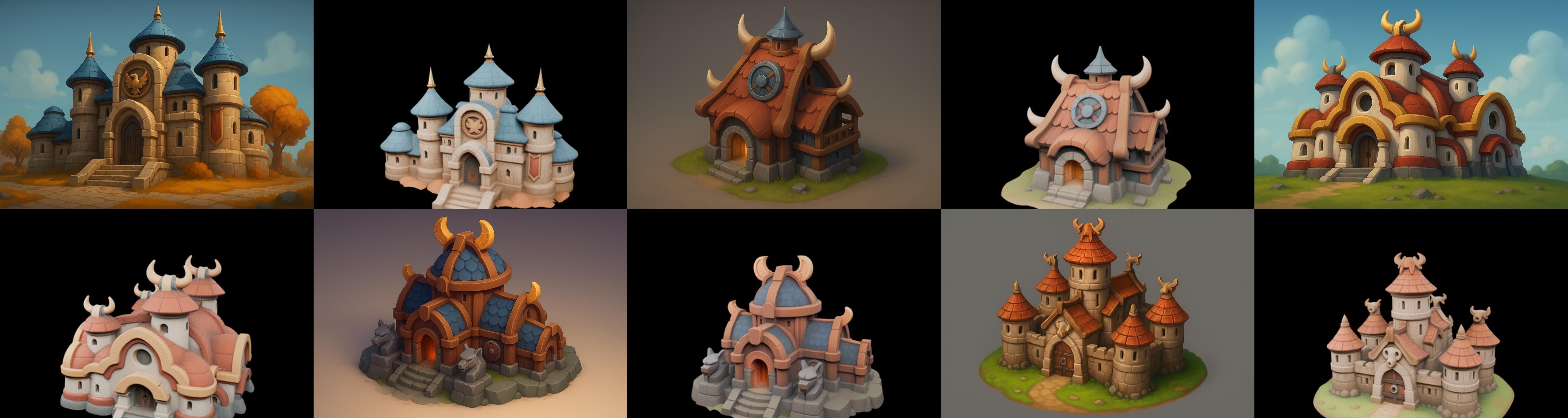 Fortress Building bundle 17 pack 42 glb Low-poly 3D model_7