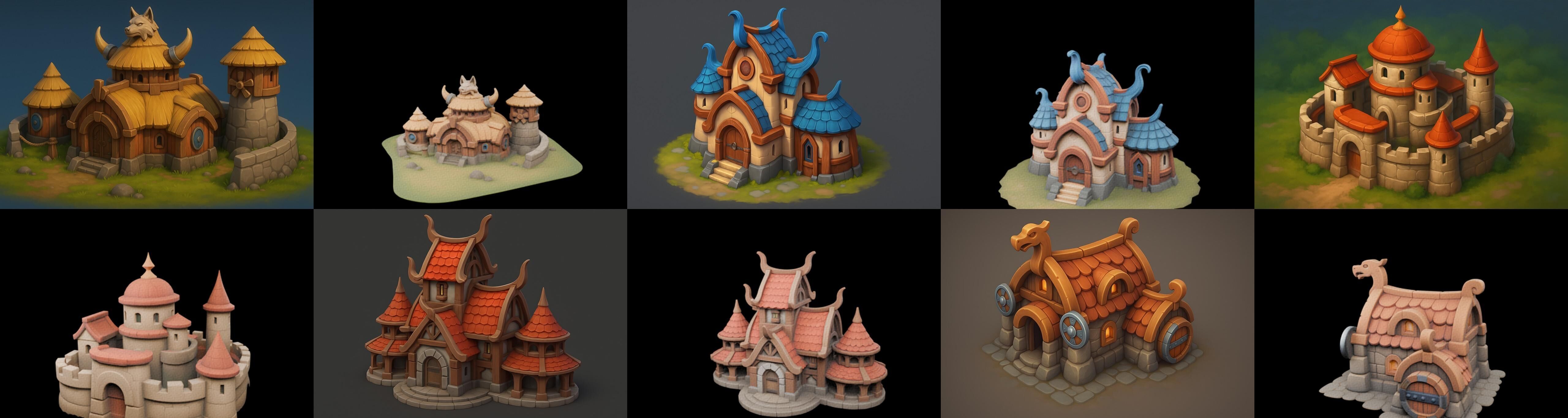 Fortress Building bundle 17 pack 42 glb Low-poly 3D model_6