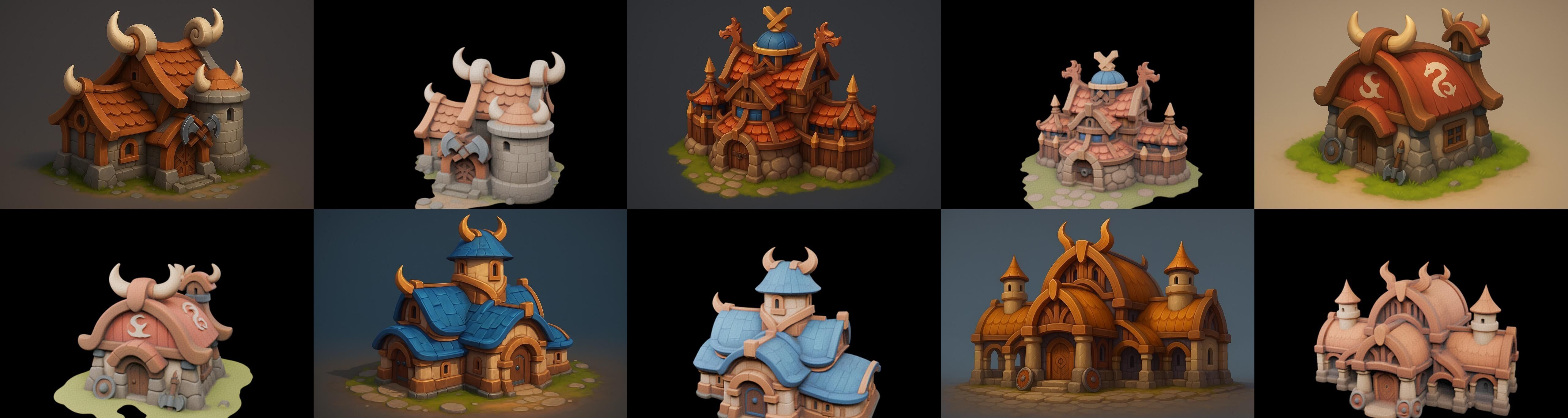 Fortress Building bundle 17 pack 42 glb Low-poly 3D model_2