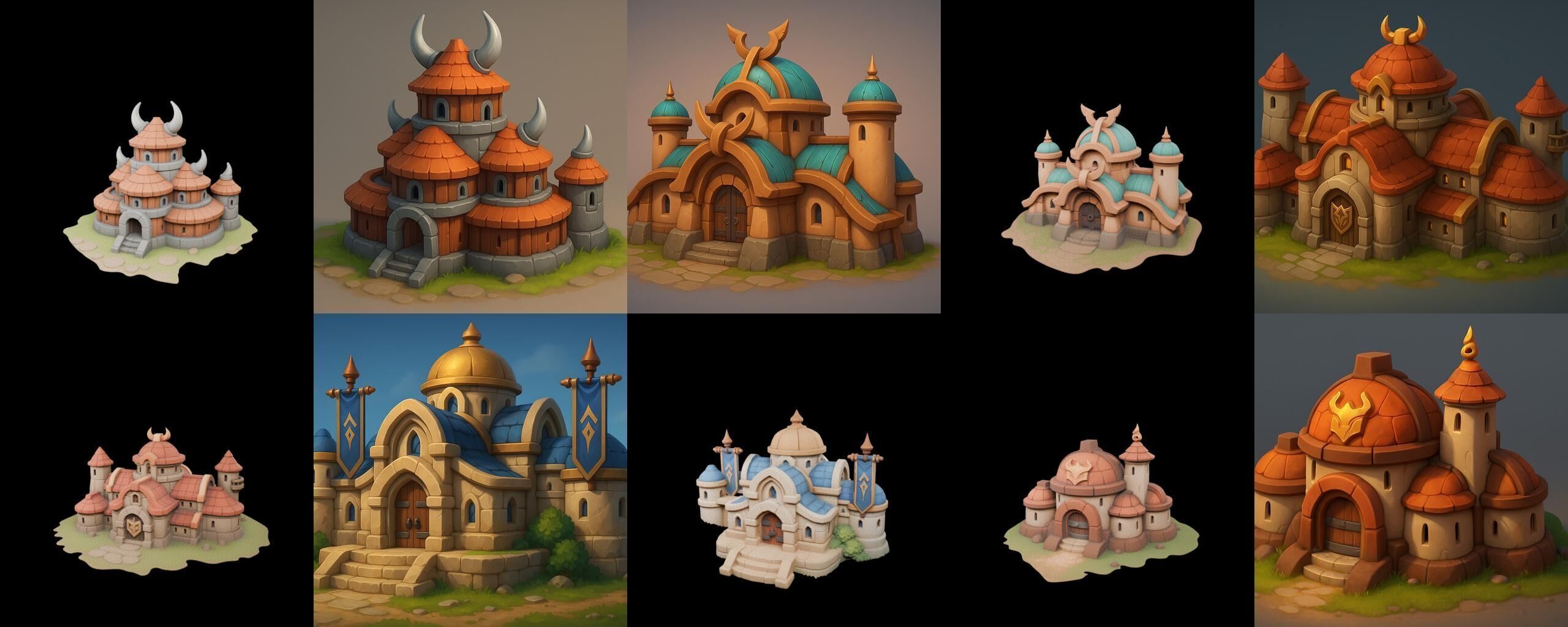 Fortress Building bundle 16 pack 100 glb Low-poly 3D model_19