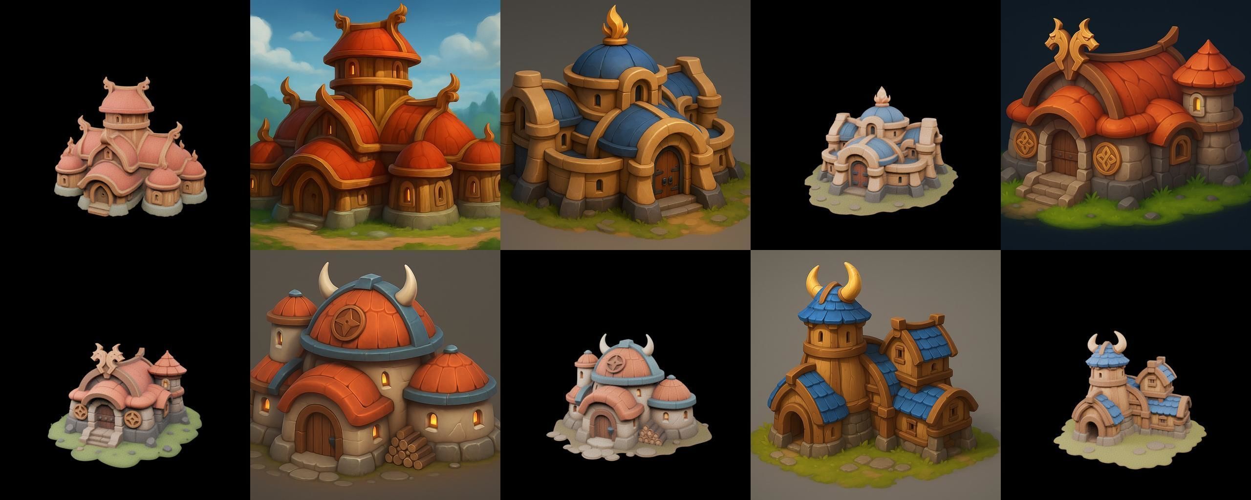 Fortress Building bundle 16 pack 100 glb Low-poly 3D model_7