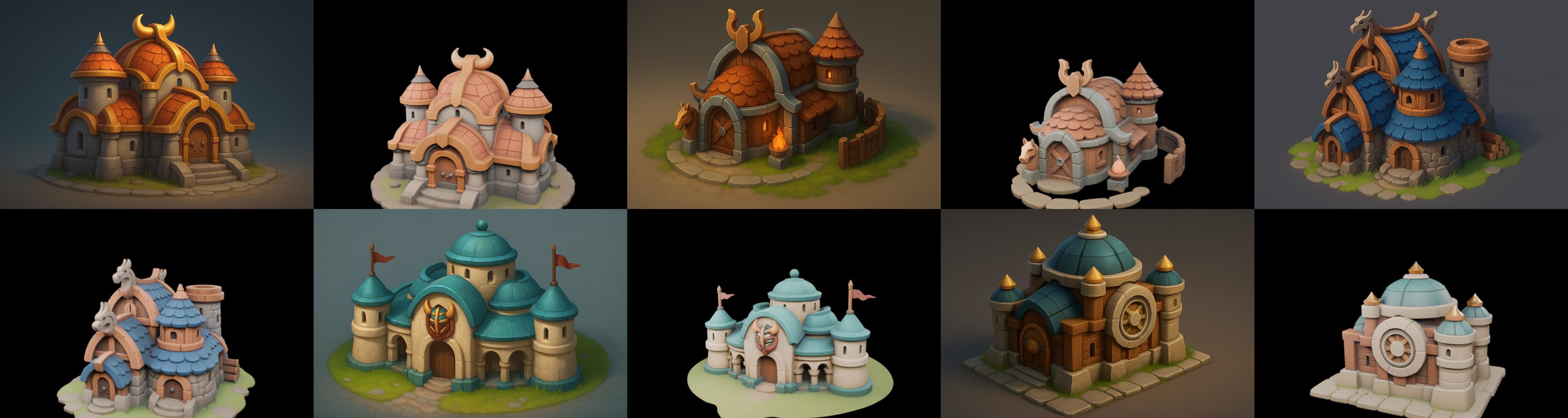Fortress Building bundle 16 pack 100 glb Low-poly 3D model_2