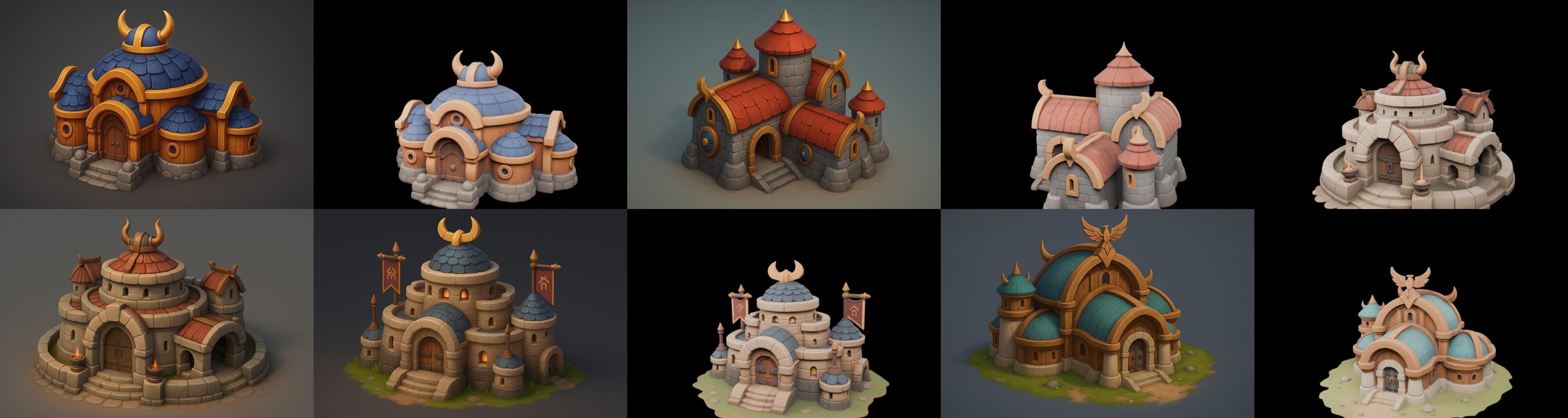 Fortress Building bundle 16 pack 100 glb Low-poly 3D model_11