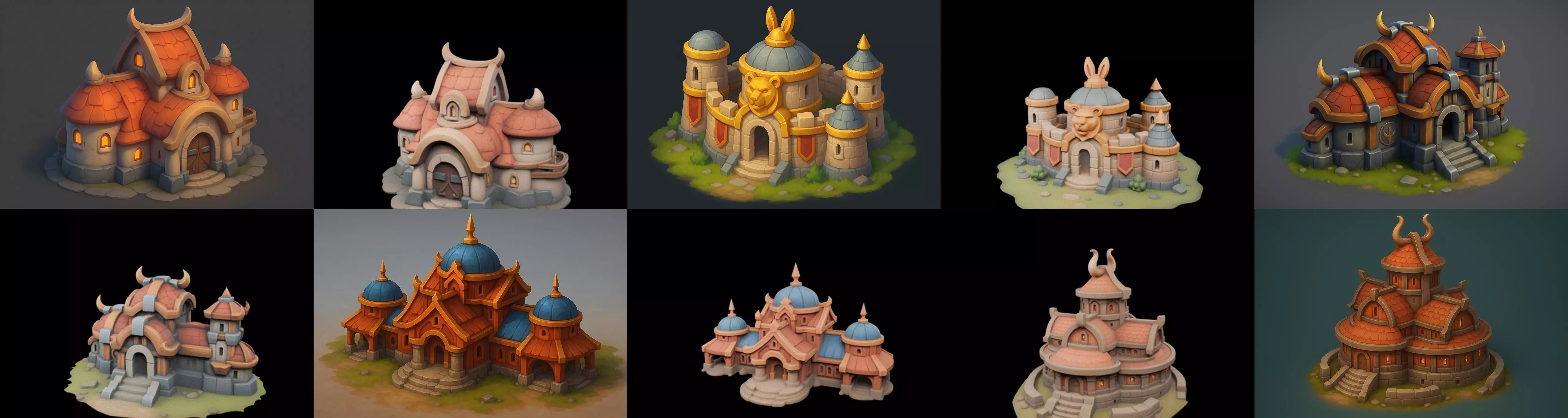 Fortress Building bundle 16 pack 100 glb Low-poly 3D model_0