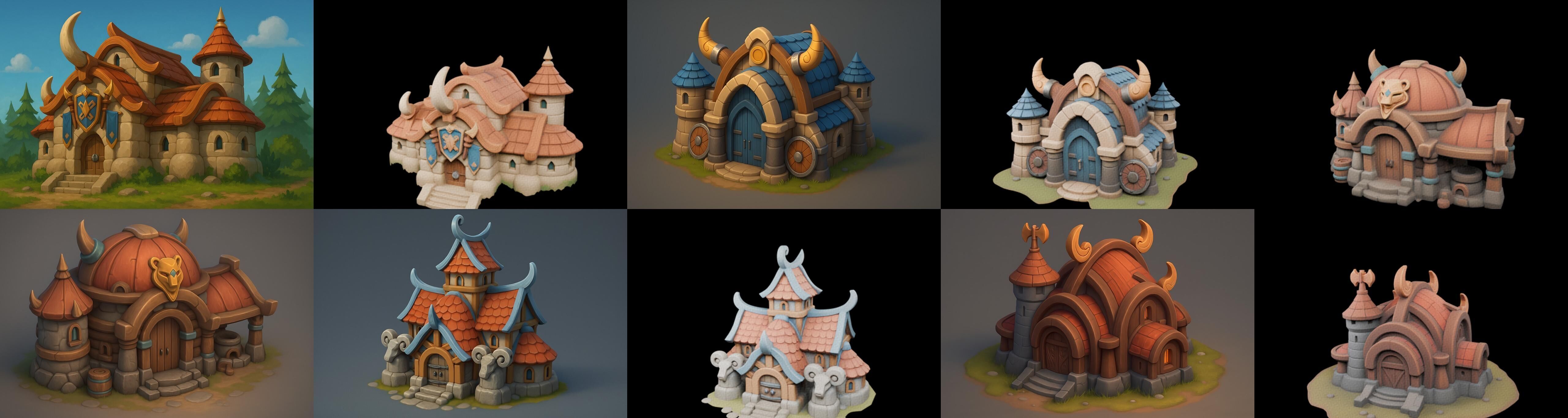 Fortress Building bundle 16 pack 100 glb Low-poly 3D model_4