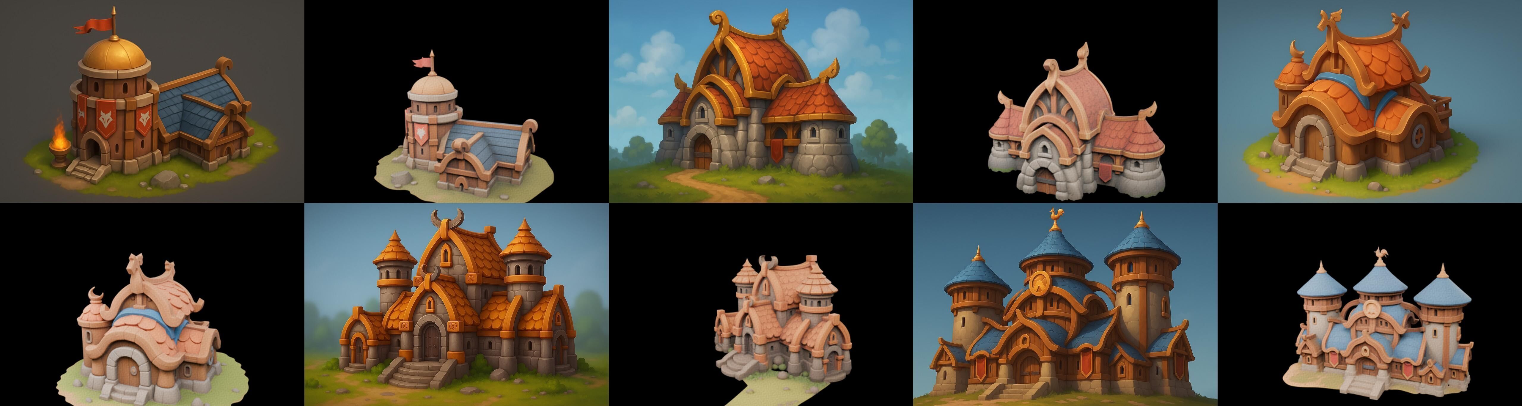 Fortress Building bundle 16 pack 100 glb Low-poly 3D model_13
