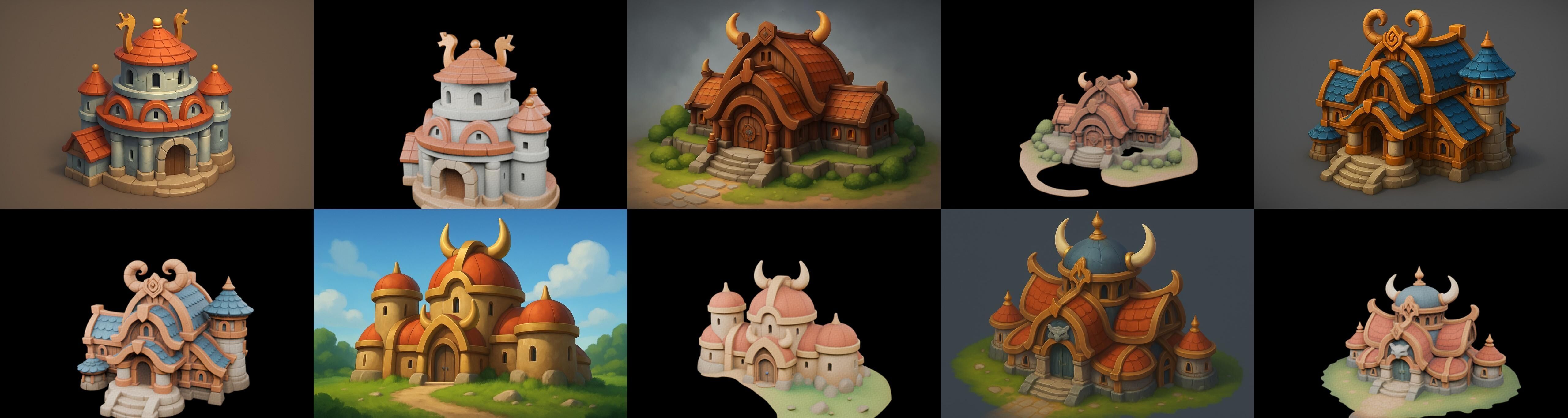 Fortress Building bundle 16 pack 100 glb Low-poly 3D model_17