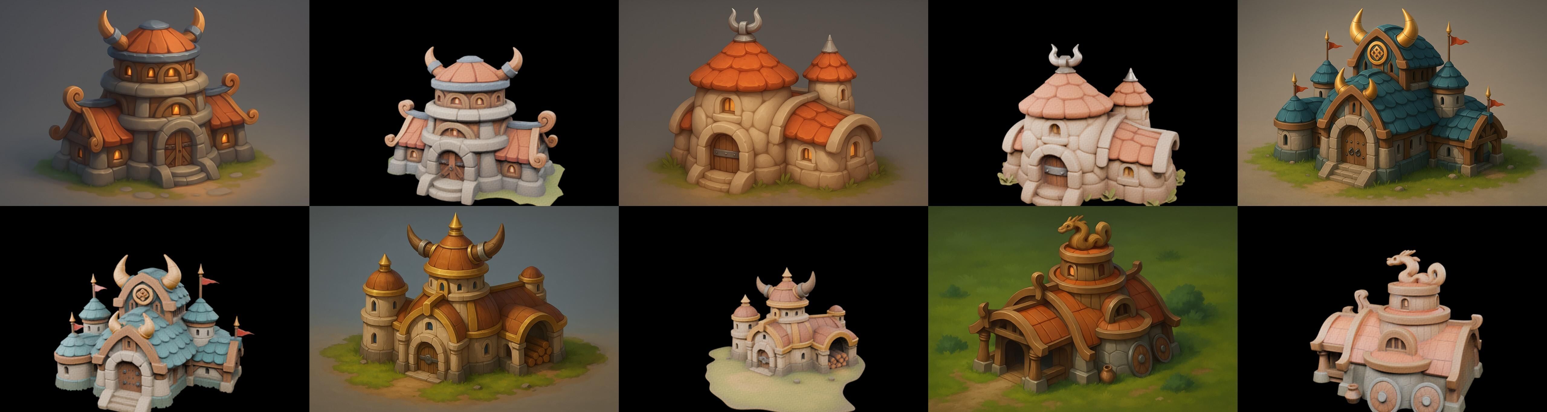Fortress Building bundle 16 pack 100 glb Low-poly 3D model_10