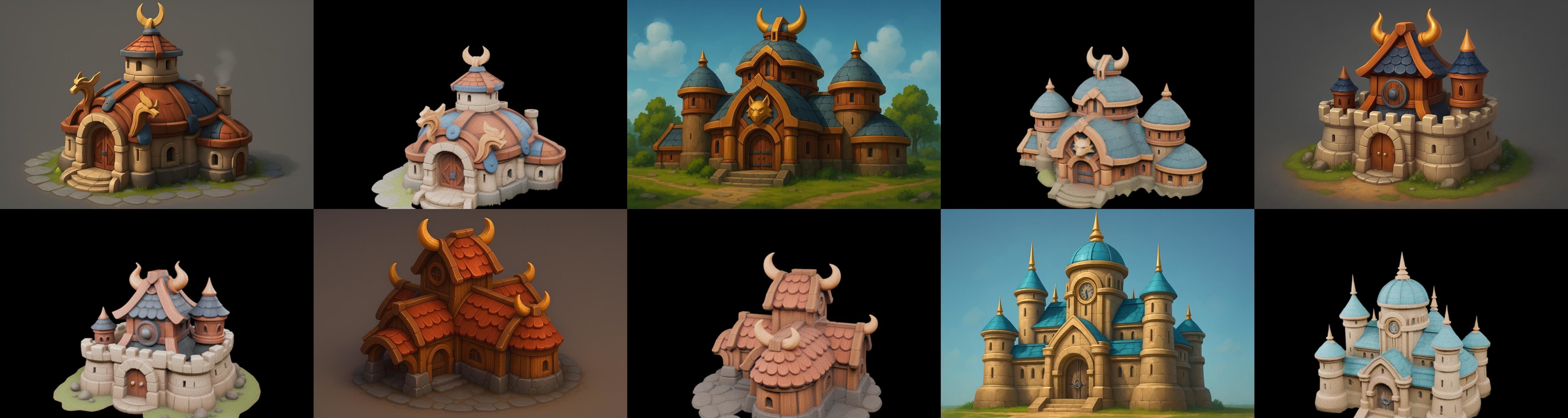 Fortress Building bundle 16 pack 100 glb Low-poly 3D model_5