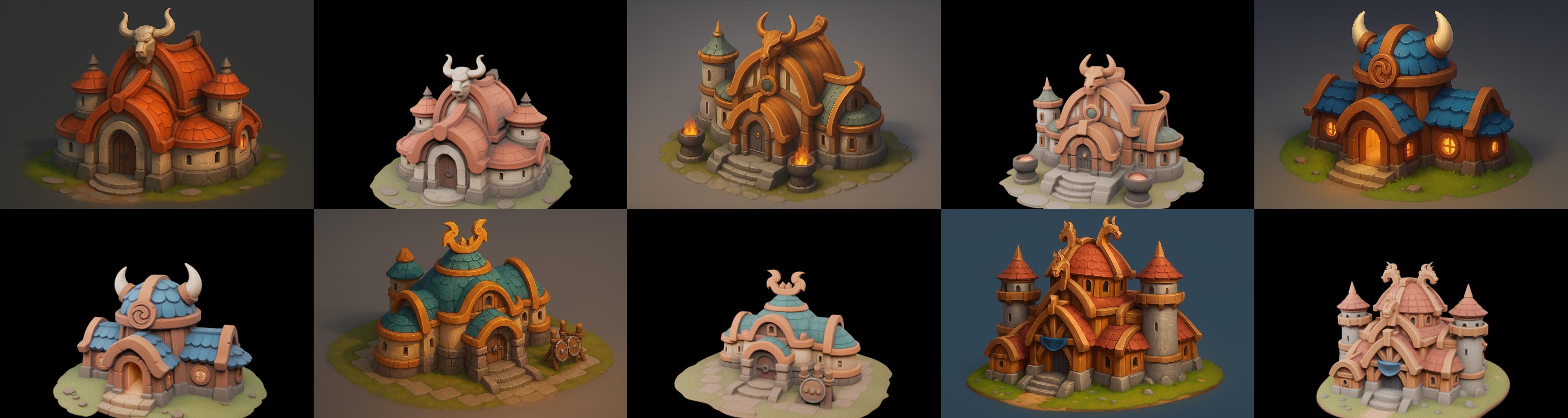 Fortress Building bundle 16 pack 100 glb Low-poly 3D model_18