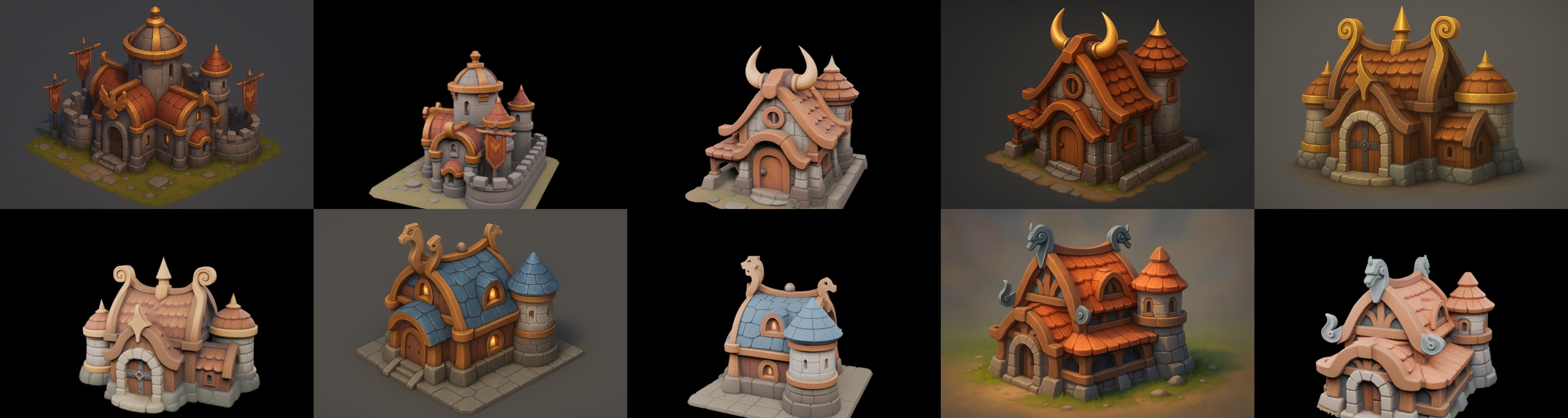Fortress Building bundle 16 pack 100 glb Low-poly 3D model_14