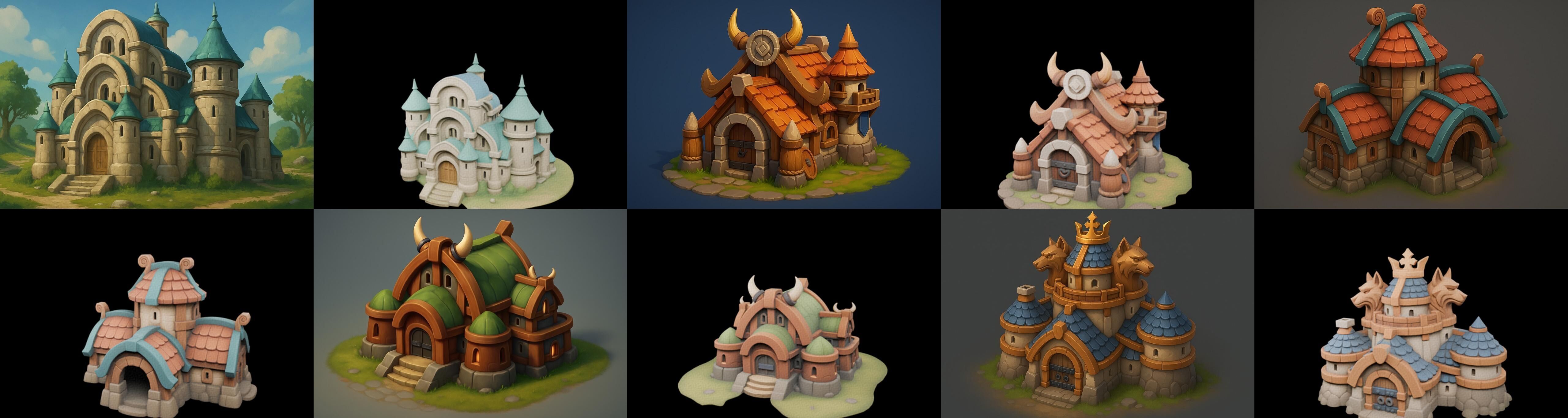 Fortress Building bundle 16 pack 100 glb Low-poly 3D model_9