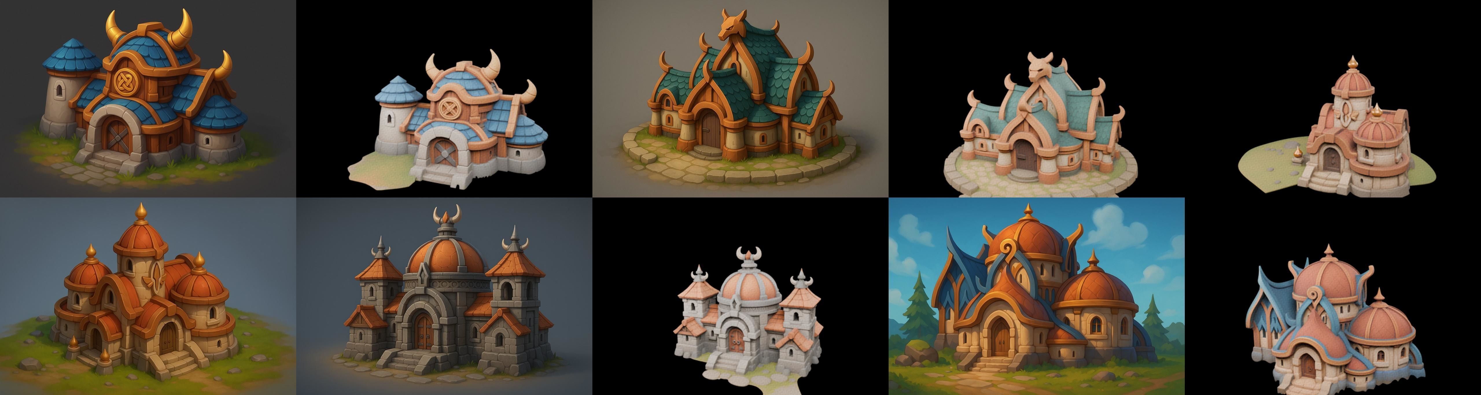 Fortress Building bundle 16 pack 100 glb Low-poly 3D model_16