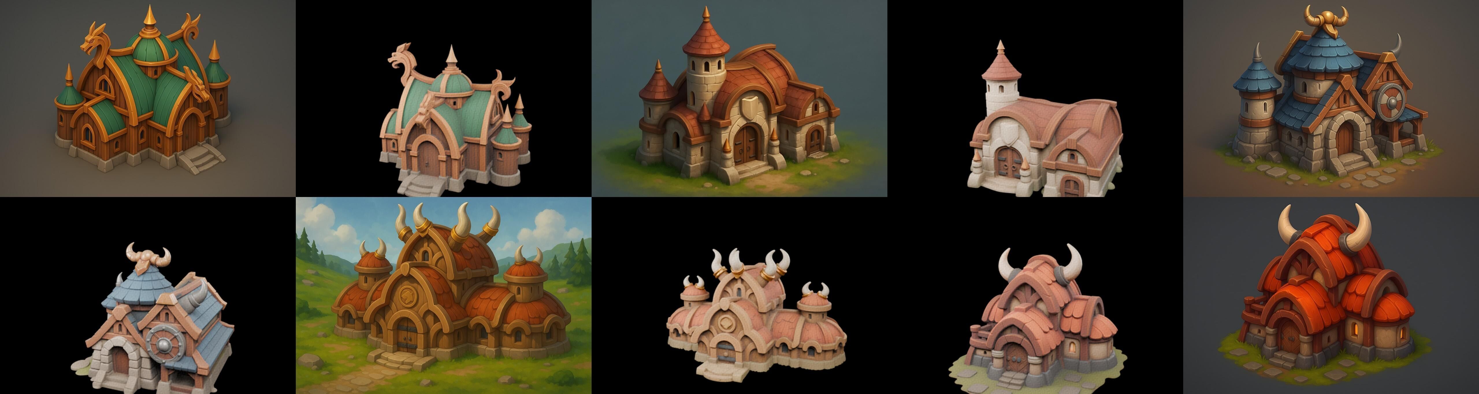 Fortress Building bundle 16 pack 100 glb Low-poly 3D model_3