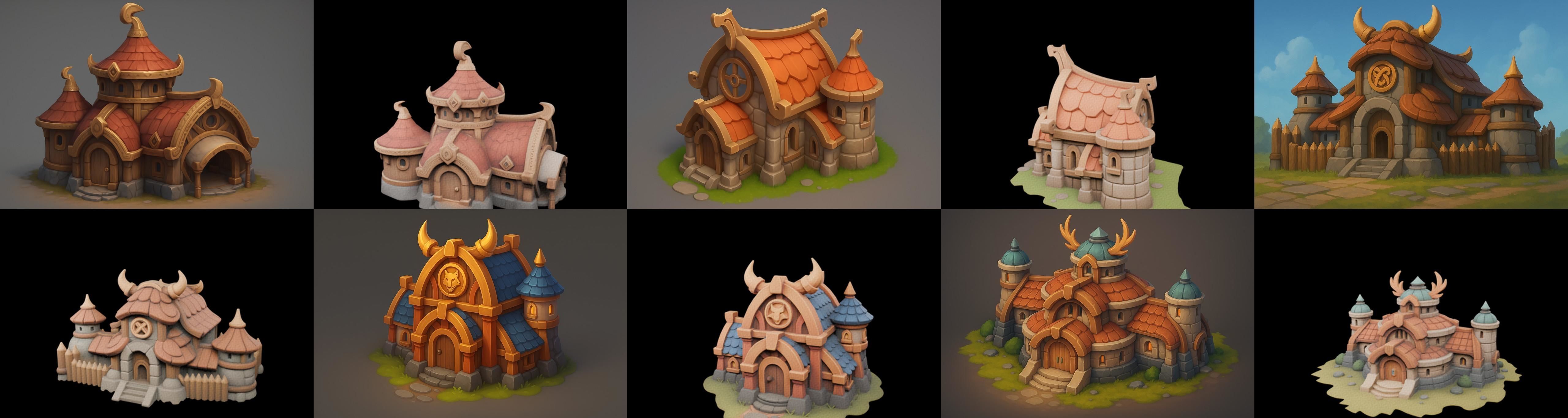 Fortress Building bundle 16 pack 100 glb Low-poly 3D model_6