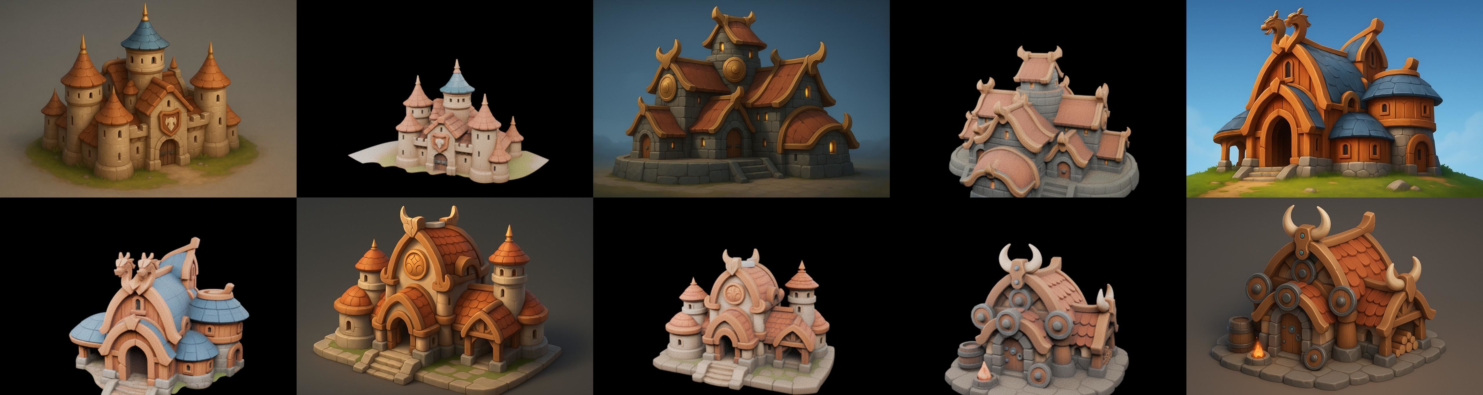 Fortress Building bundle 16 pack 100 glb Low-poly 3D model_15