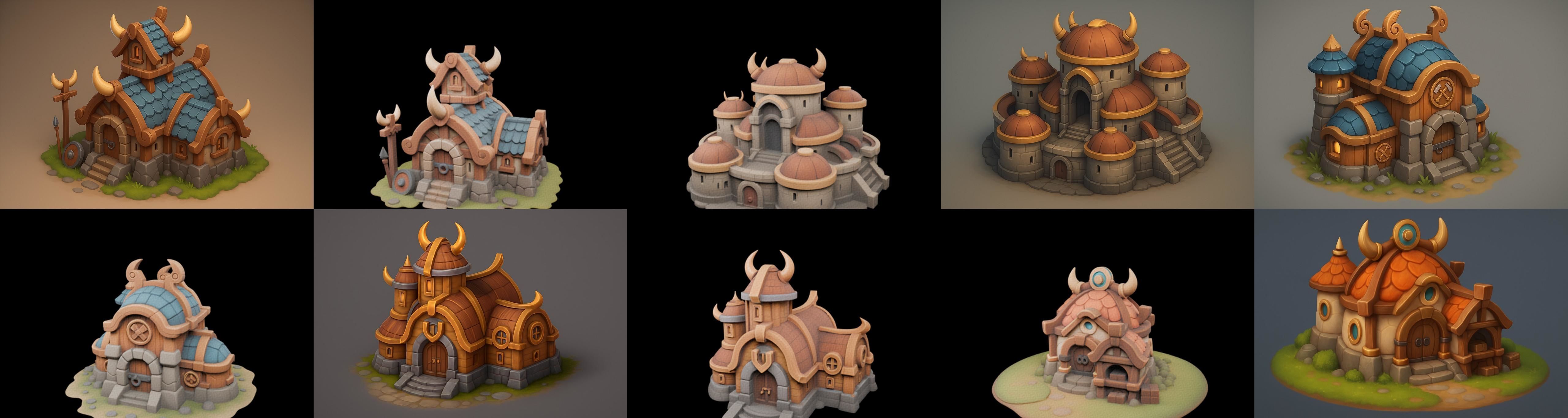 Fortress Building bundle 13 pack 100 glb Low-poly 3D model_17