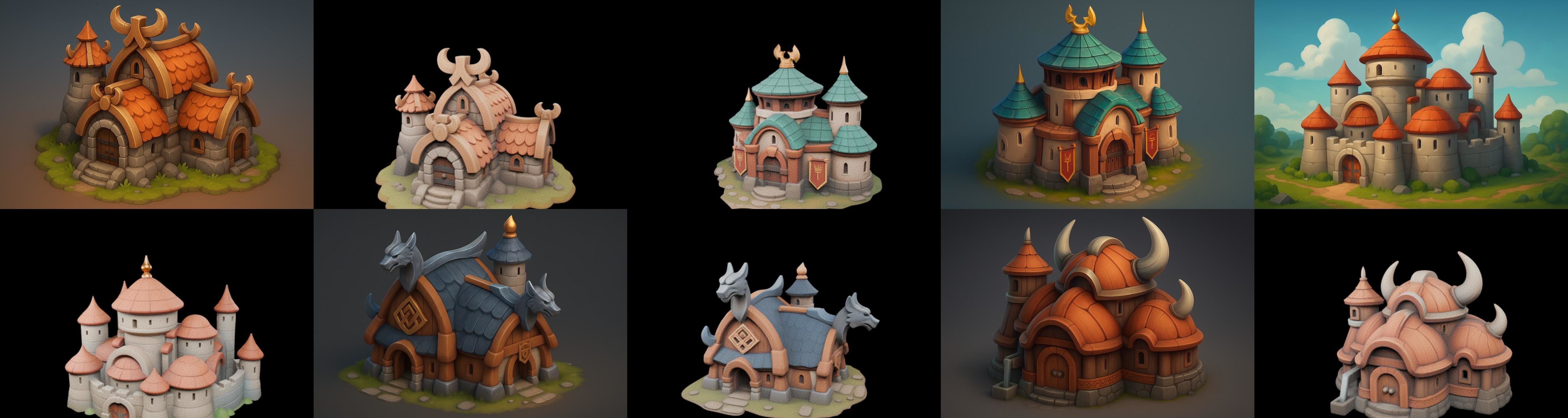 Fortress Building bundle 13 pack 100 glb Low-poly 3D model_11