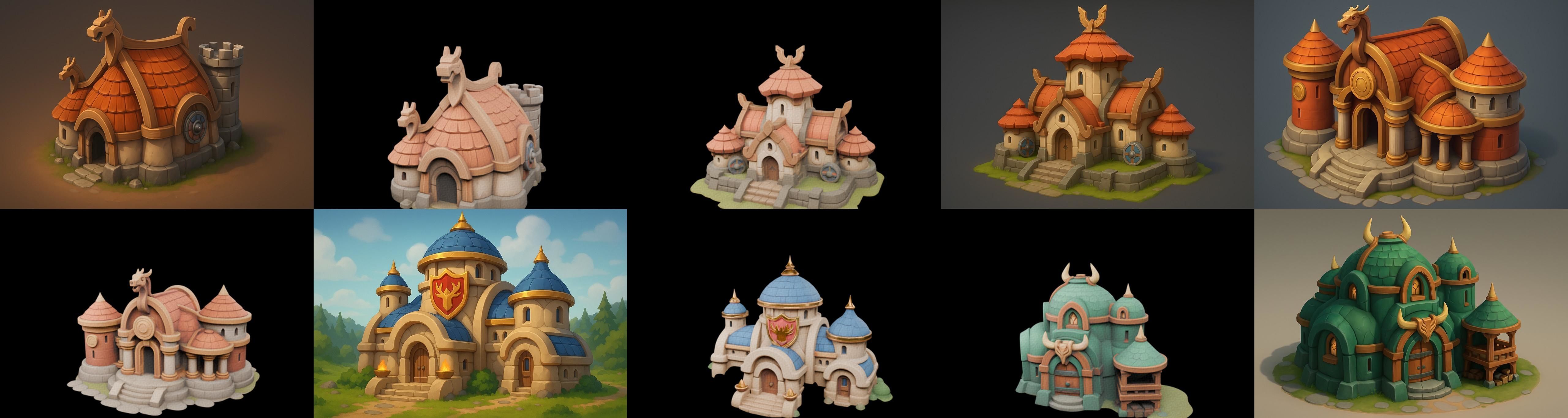 Fortress Building bundle 13 pack 100 glb Low-poly 3D model_8