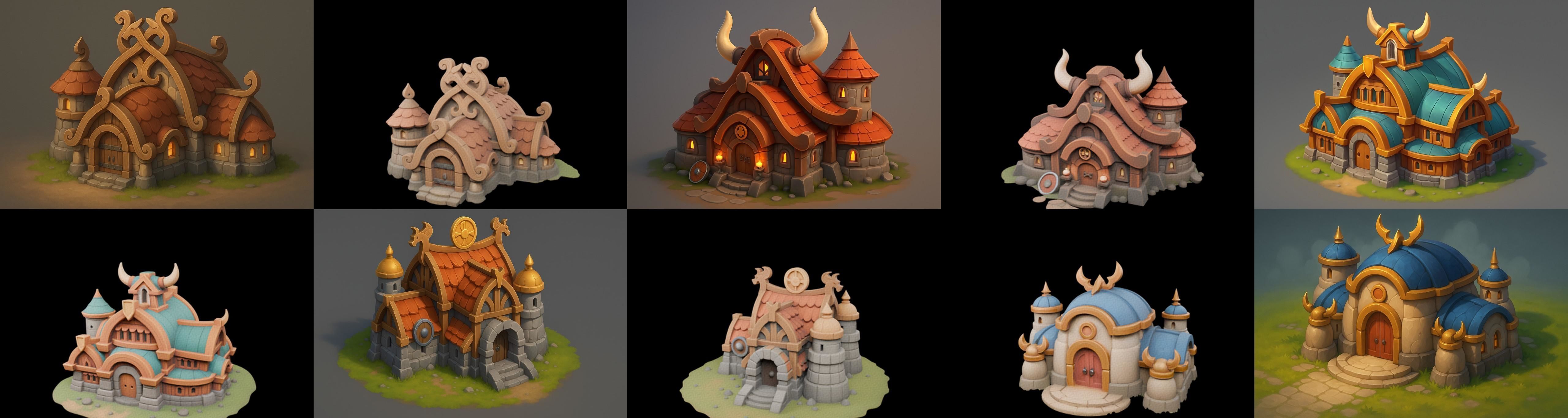 Fortress Building bundle 13 pack 100 glb Low-poly 3D model_2