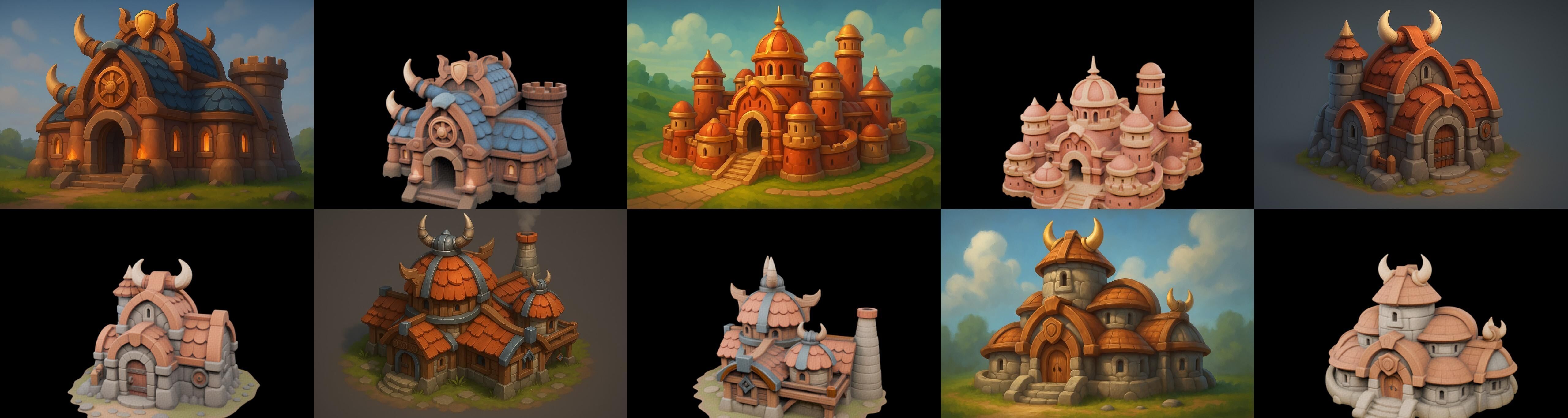 Fortress Building bundle 13 pack 100 glb Low-poly 3D model_6