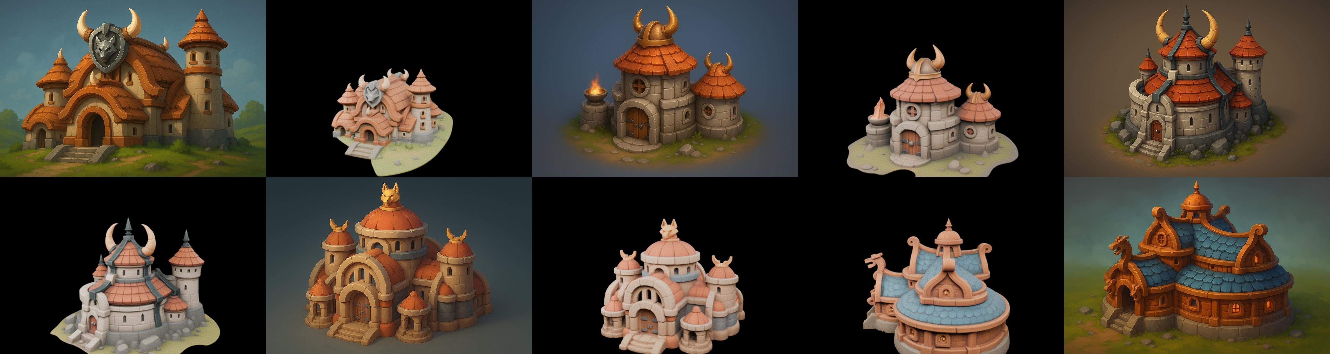 Fortress Building bundle 13 pack 100 glb Low-poly 3D model_7