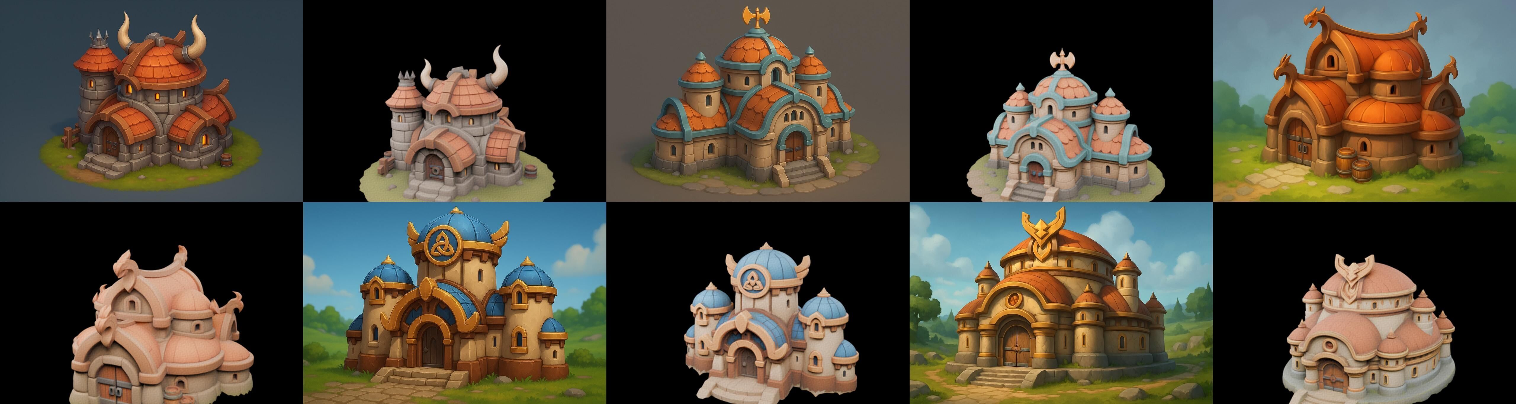 Fortress Building bundle 13 pack 100 glb Low-poly 3D model_13