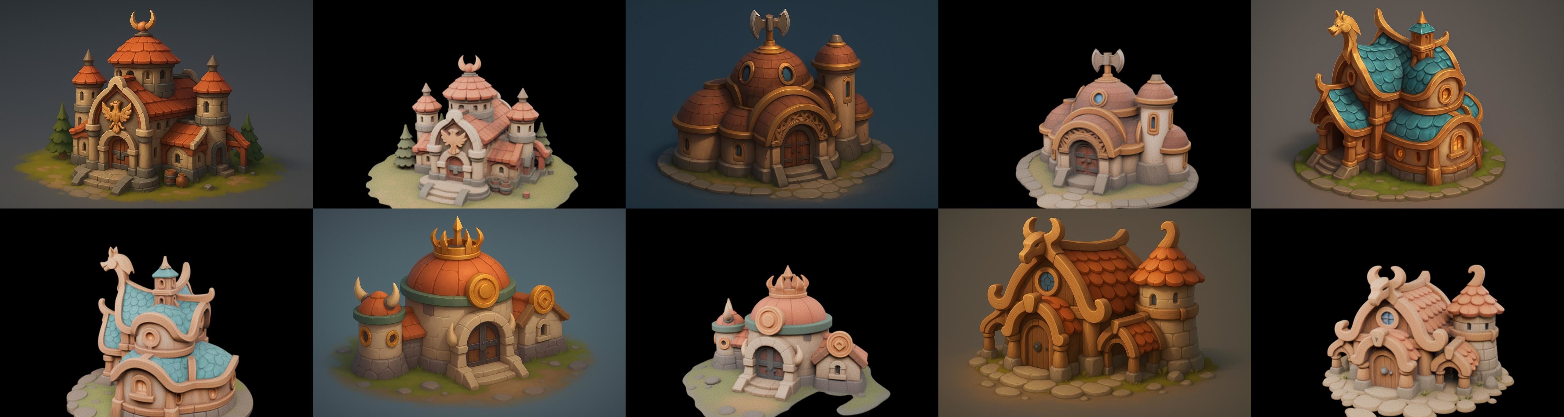 Fortress Building bundle 13 pack 100 glb Low-poly 3D model_5