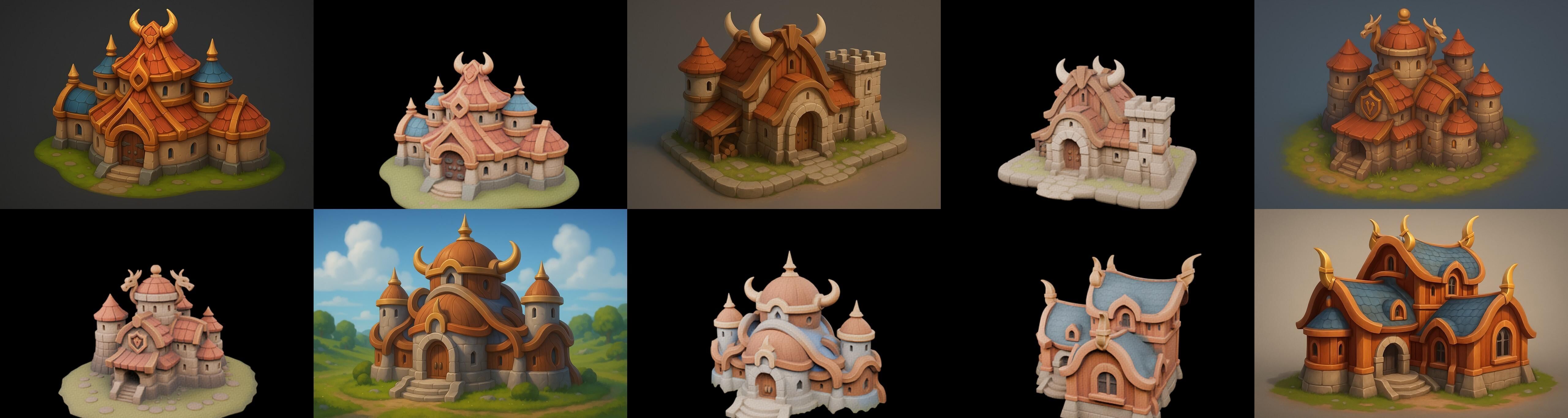 Fortress Building bundle 13 pack 100 glb Low-poly 3D model_14