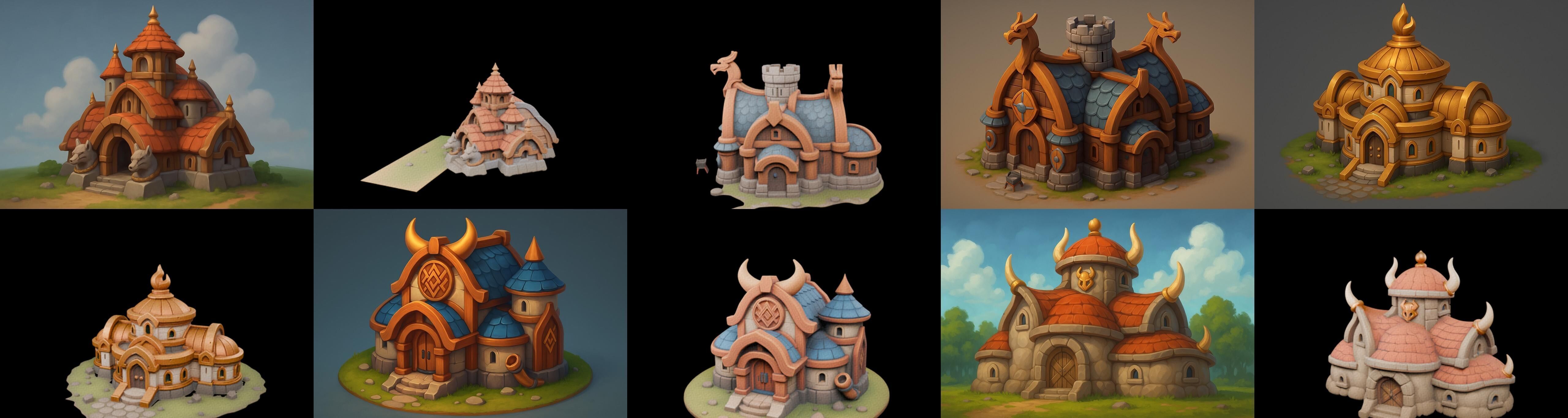 Fortress Building bundle 13 pack 100 glb Low-poly 3D model_18