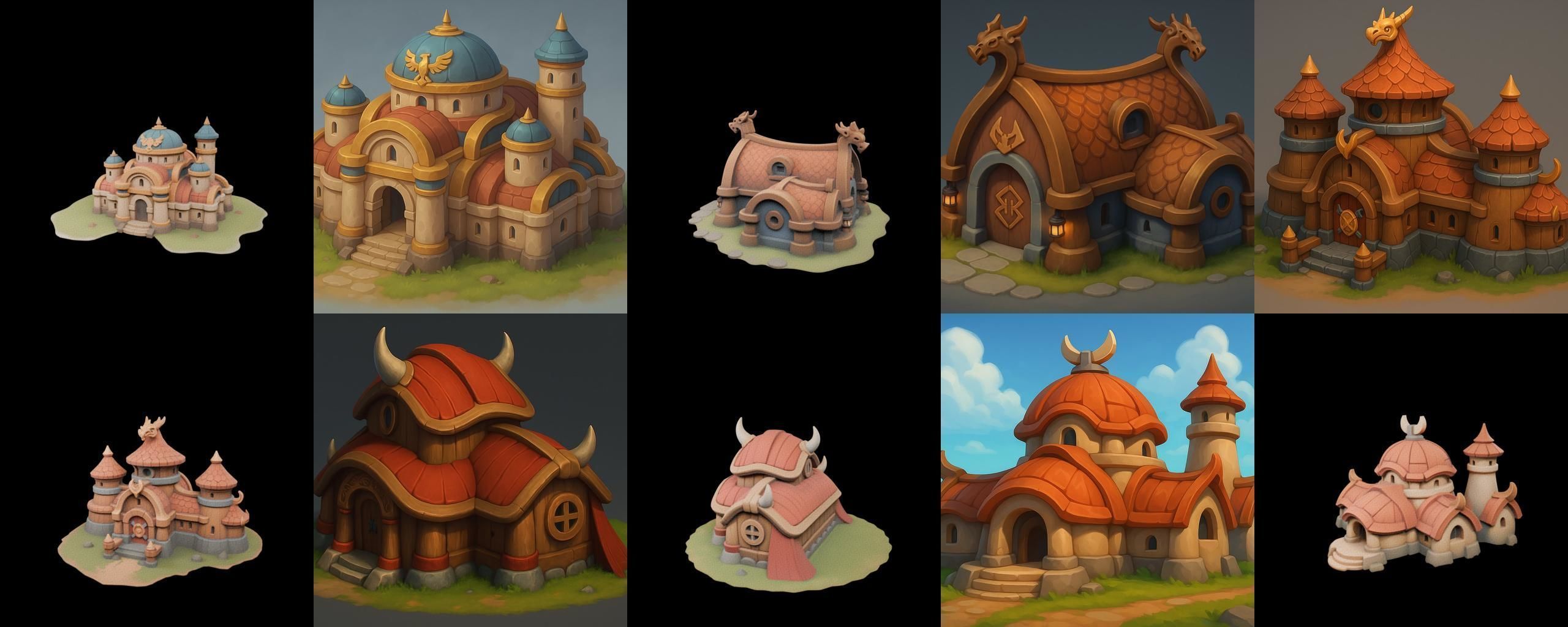 Fortress Building bundle 13 pack 100 glb Low-poly 3D model_3