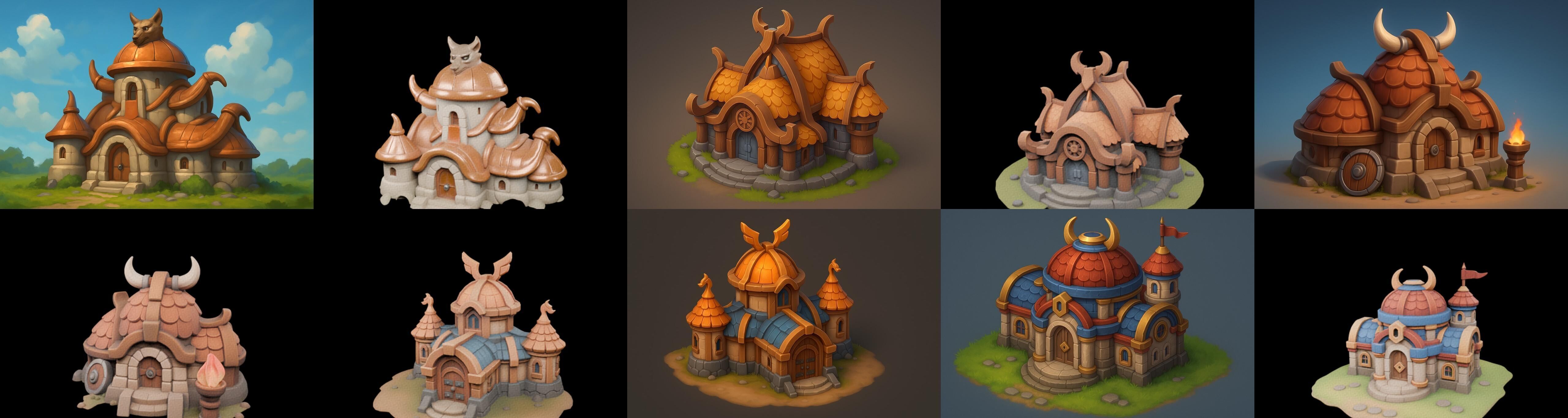 Fortress Building bundle 13 pack 100 glb Low-poly 3D model_19