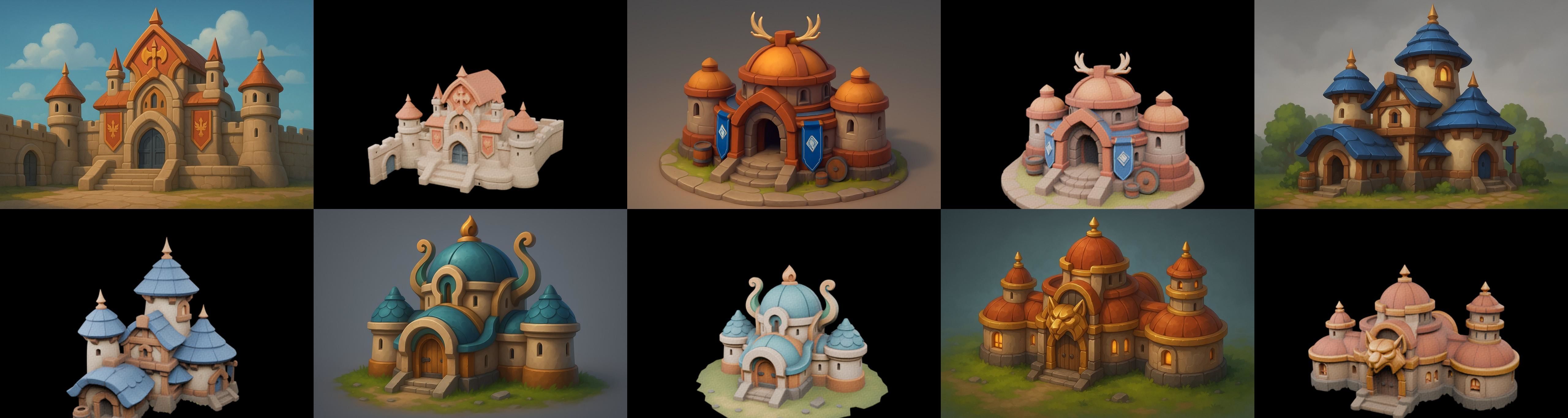 Fortress Building bundle 13 pack 100 glb Low-poly 3D model_15