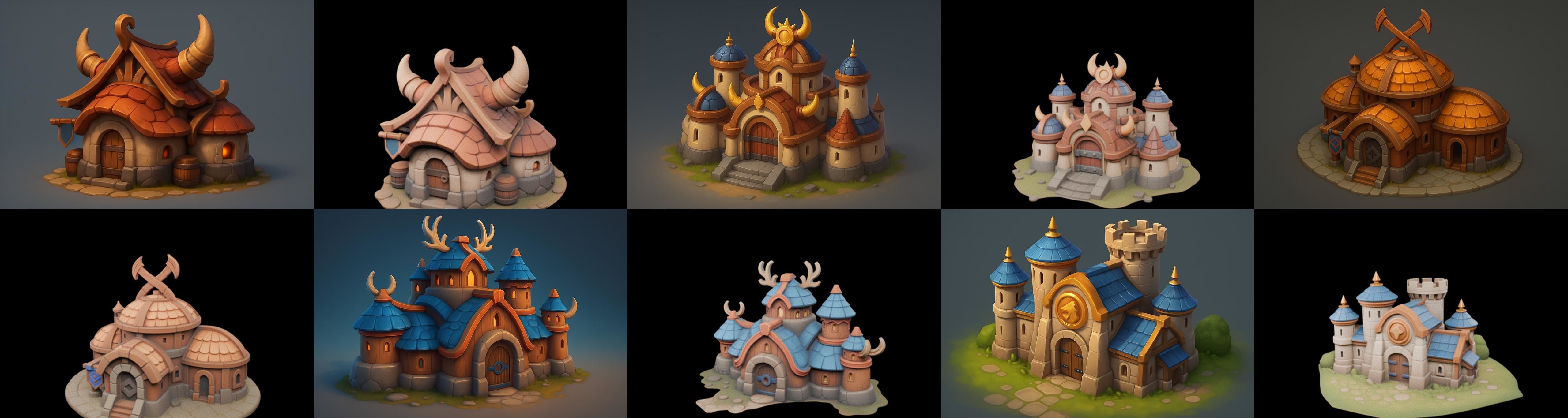 Fortress Building bundle 13 pack 100 glb Low-poly 3D model_10
