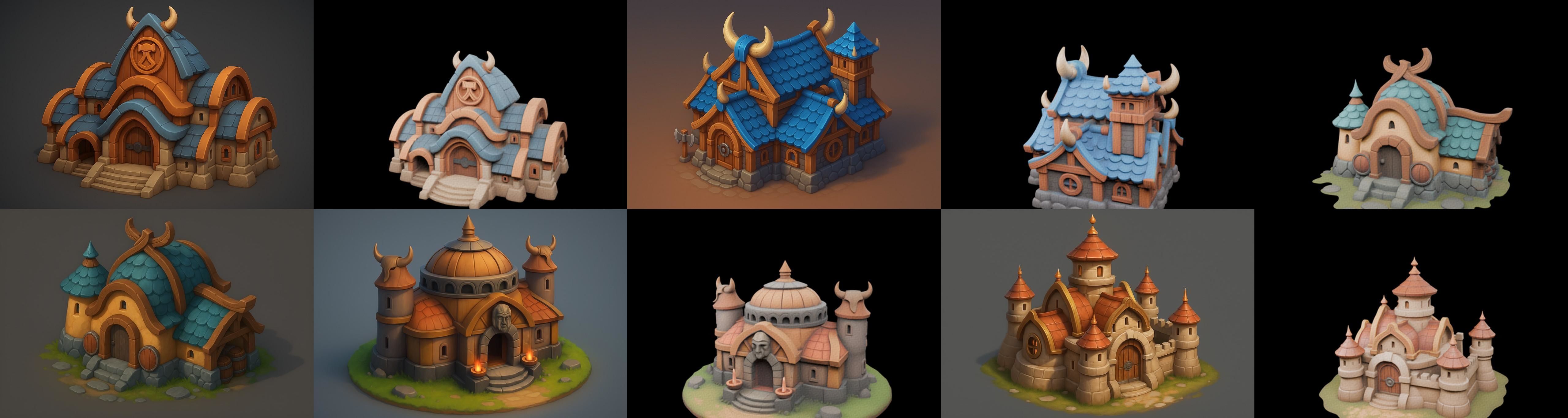 Fortress Building bundle 13 pack 100 glb Low-poly 3D model_12